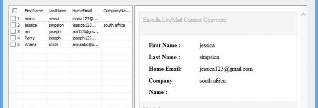 Live Mail Contacts Converter Software screenshot