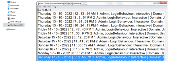 loginTimer screenshot