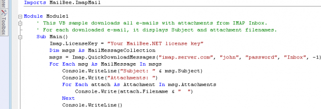 MailBee.NET IMAP screenshot