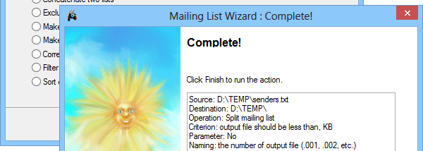 Mailing List Wizard screenshot