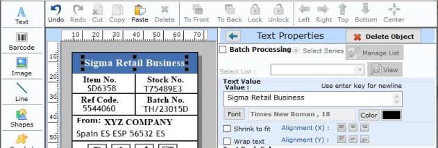 Manufacturing Barcode Label Software screenshot