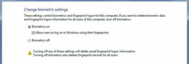 Marco Biométrico de Windows screenshot