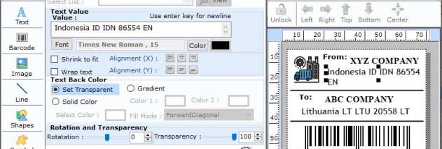 Maxi Code Barcode Software screenshot