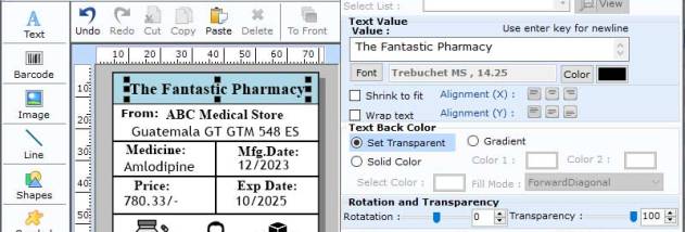 Medical Barcode Label Tool screenshot