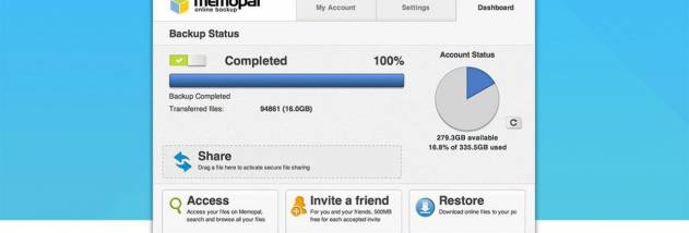Memopal Online Backup screenshot