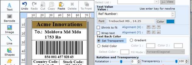 MICR 2D Barcode Labels screenshot