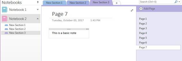 Microsoft OneNote 2016 screenshot