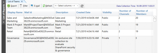 Microsoft Teams Reporting Tools screenshot