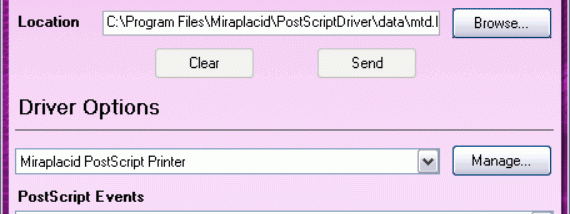 Miraplacid PostScript Driver screenshot