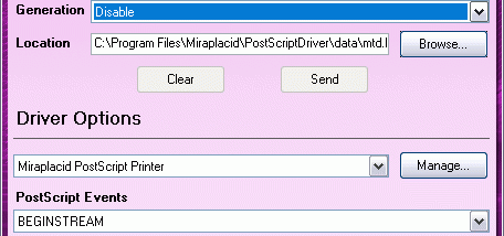 Miraplacid PostScript Driver screenshot