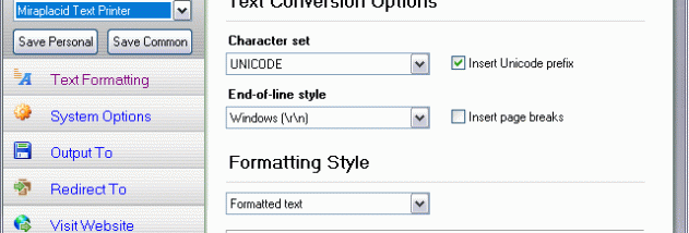 Miraplacid Text Driver screenshot