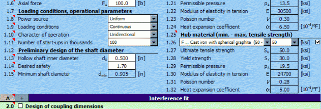 MITCalc Force shaft connection screenshot