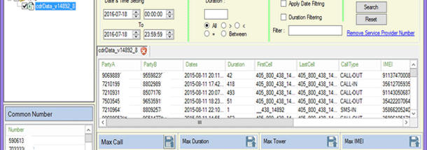 Mobile CDR Analysis screenshot
