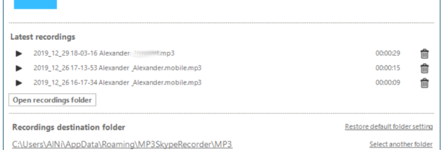MP3 Skype Recorder screenshot