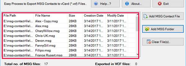 MSG Contacts to VCF Converter screenshot