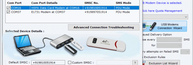 Multiple Text Messaging using USB Modems screenshot
