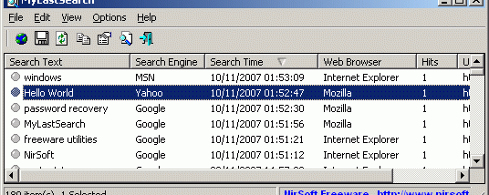 MyLastSearch screenshot
