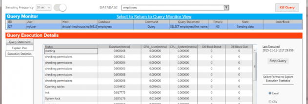 MySQL Query Explorer screenshot