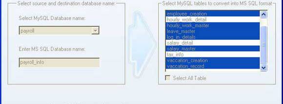 MySQL to Microsoft SQL Converter screenshot