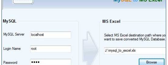 MySQL to MS Excel Database Converter screenshot