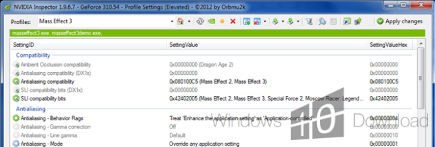 NVIDIA Inspector screenshot