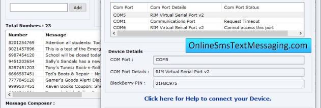 Online Blackberry Text Messaging screenshot