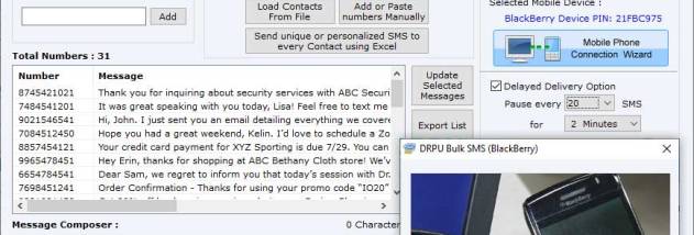 Online Bulk SMS Blackberry screenshot