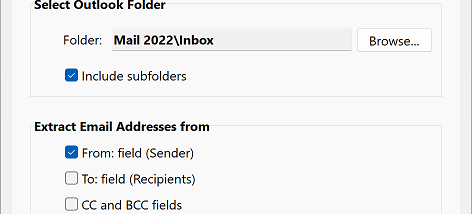 Outlook Email Address Extractor screenshot