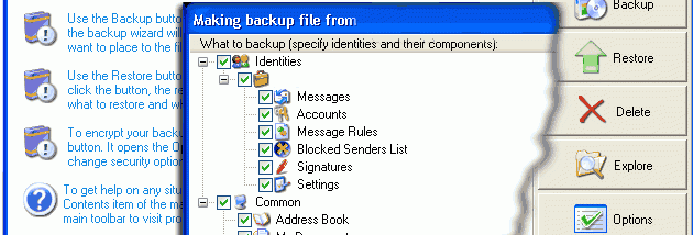 Outlook Express Backup Restore screenshot