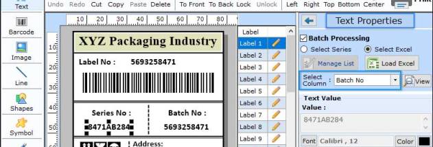 Packaging Barcode Design Application screenshot
