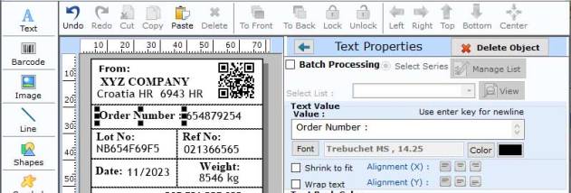 Packaging Barcode Label Application screenshot
