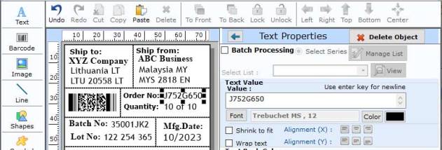 Packaging Barcode Label Creator screenshot
