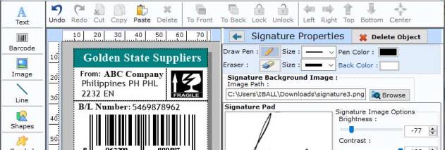 Packaging Barcode Labels screenshot