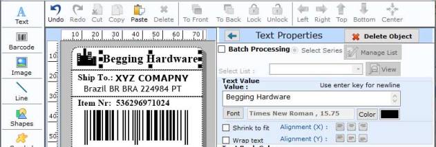 Packaging Label Barcode Generator screenshot