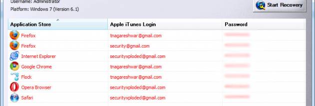 Password Decryptor for Apple iTunes screenshot