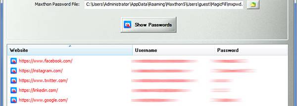 Password Decryptor for Maxthon screenshot