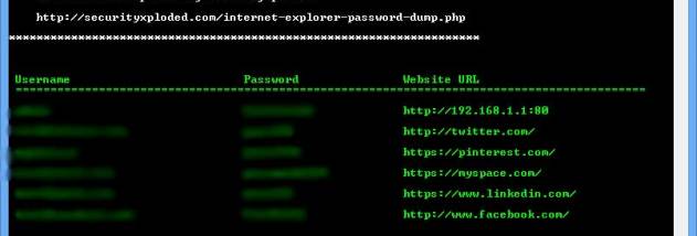 Password Dump for Internet Explorer screenshot