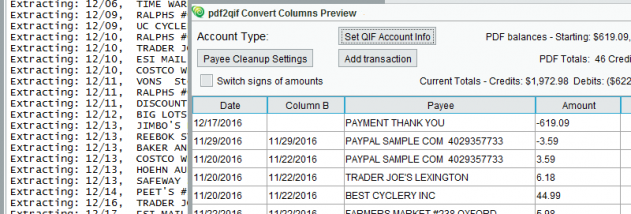 PDF2QIF Convert screenshot