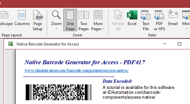Access PDF417 Barcode Generator screenshot