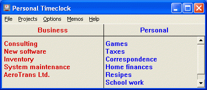 Personal Timeclock screenshot