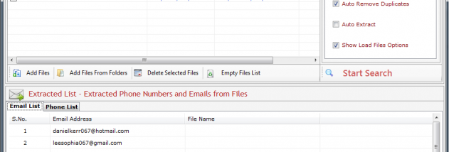 Phone and Email Extractor Files screenshot