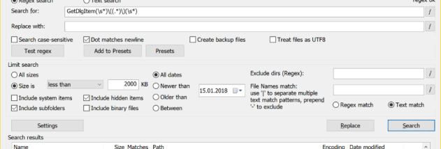 Portable grepWin screenshot
