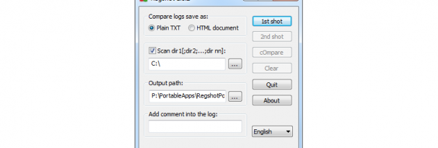 Portable RegShot screenshot
