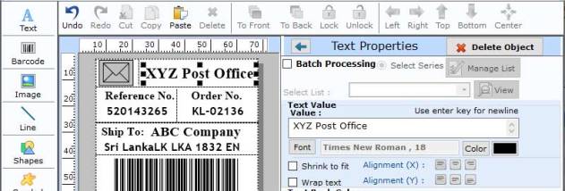 Post office and Bank Barcode Software screenshot