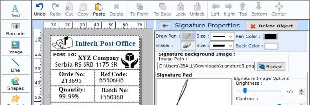 Post Office Bank Barcode Software screenshot