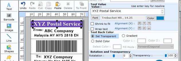 Post Office Barcode Application screenshot