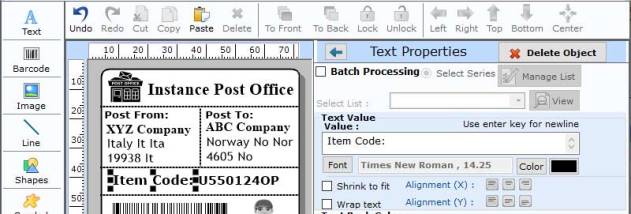 Post Office Barcode Label Creator screenshot