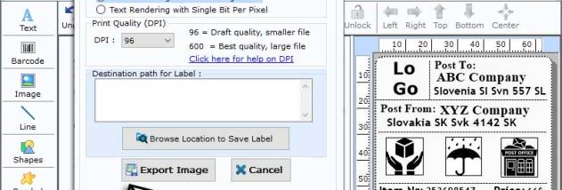 Post Office Barcode Label Software screenshot