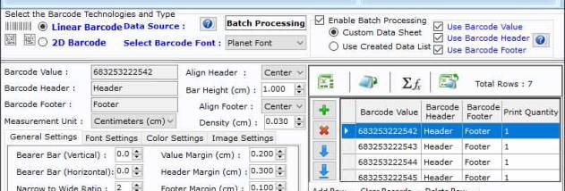 Postal Barcode Designing Application screenshot
