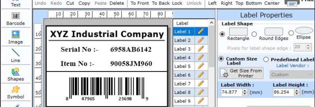 Printed Inventory Barcode screenshot